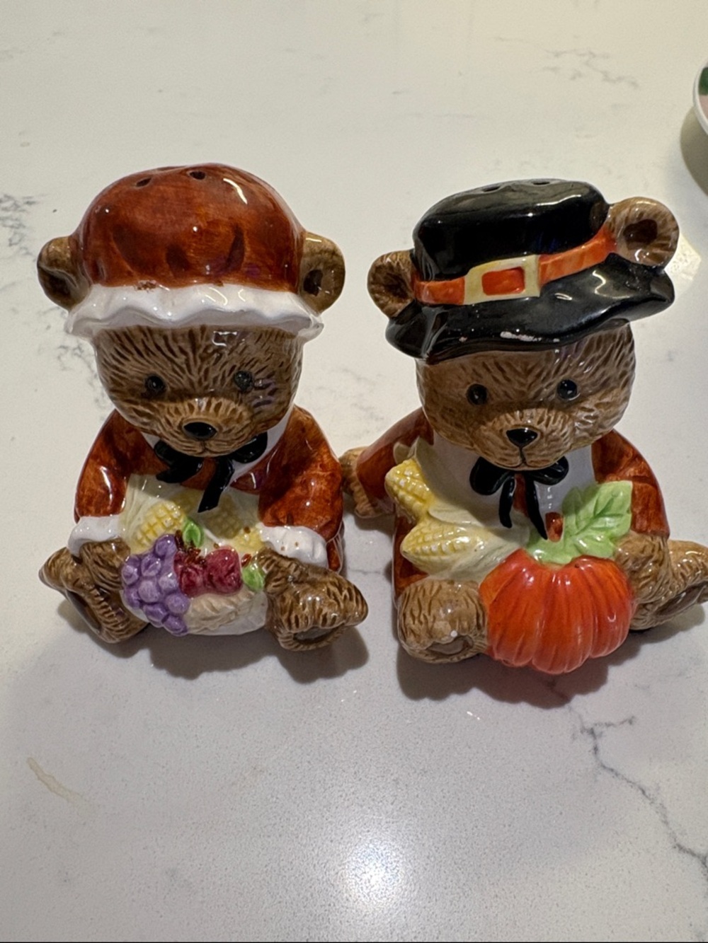 Thanksgiving Bear Salt & Pepper Shakers - Harvest Colors - Picture 7 of 7